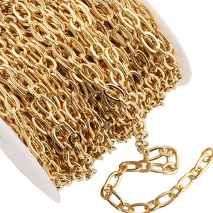 Stainless Steel Gold Plated Chain 18k Flattened O Shape For <b>Bags</b> Sweaters DIY Jewelry <b>Accessories</b> European American Style - Product Image 4