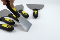 Grattoir à carbone bicolore en plastique avec poignée perforée, spatule à mastic en acier inoxydable, directement de l'usine