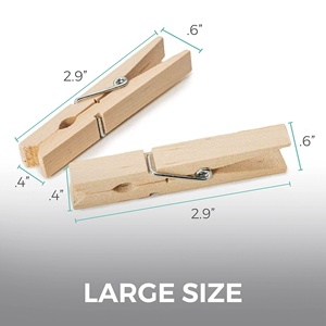 Grandes pinces à <span class=keywords><strong>linge</strong></span> en bois résistantes à la rouille et à l'humidité, pinces à vêtements durables en bois - Product Image 6