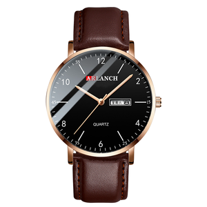 Montre à quartz minimaliste pour homme, bracelet en cuir, montre-bracelet simple pour affaires, étanche, tendance - Product Image 2