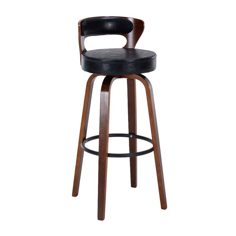 Black pu leather-walnut wood frame