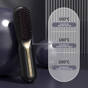 Plancha de pelo eléctrica negra con peine caliente, rizador y alisador para cabello húmedo y seco - Product Image 3
