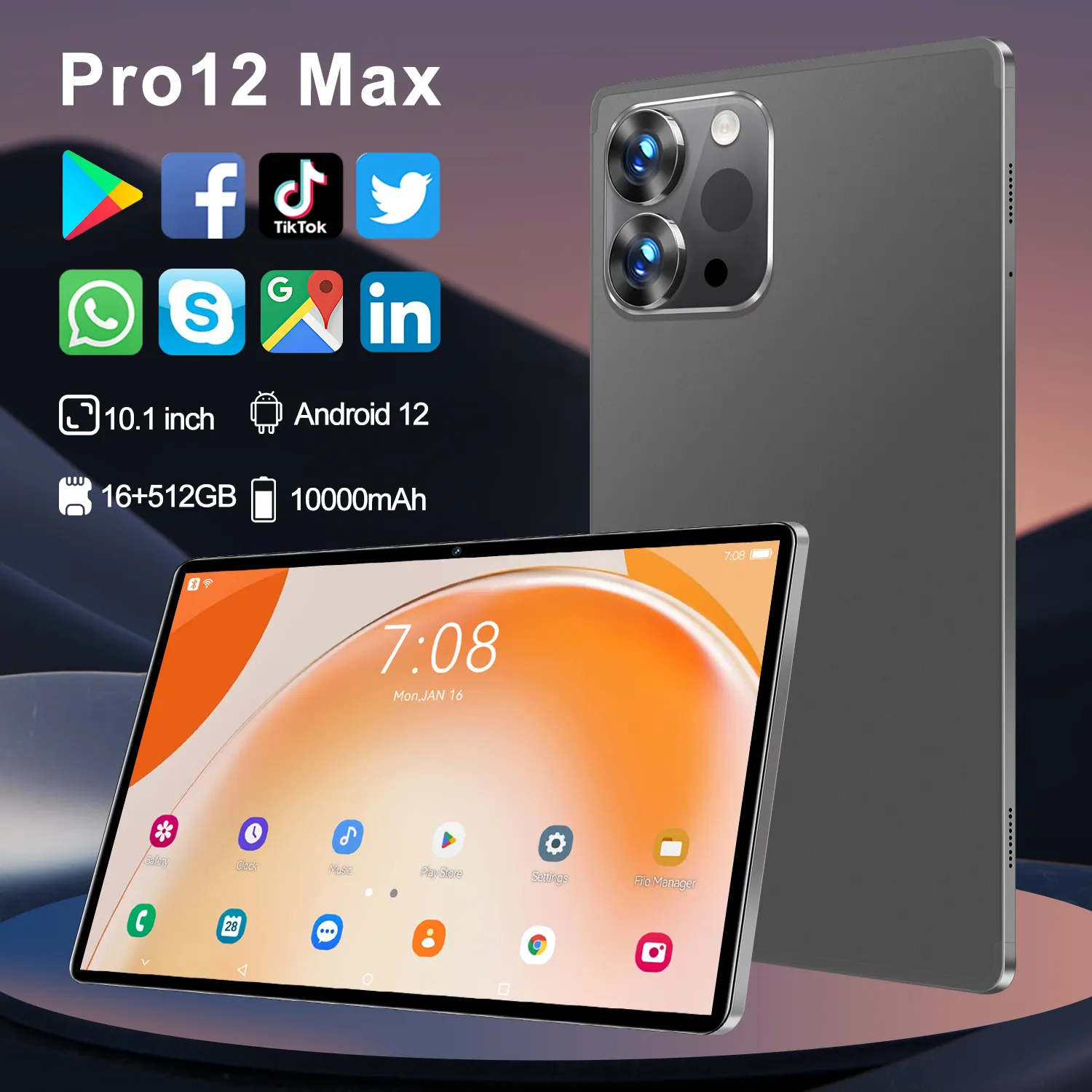 5G 12 Pro Max Wifi Tablet 10.1 Inch Met Toetsenbord 2 In 1 Metalen Student Laptop Tablet Pc Windows