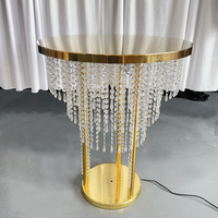 Table à gâteau en métal avec perles de cristal Royal Diamond et éclairage pour décorations de mariage et d'anniversaire, montage facile