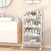 Chariot de rangement mobile multi-niveaux en maille métallique avec roulettes pour cuisine, salle de bain, bureau