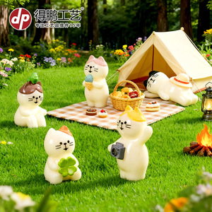 Dp Miniatura de Gato de Dibujos Animados en Resina, Accesorios Decorativos para el Hogar, Escritorio, Adorno para Coche - Product Image 2