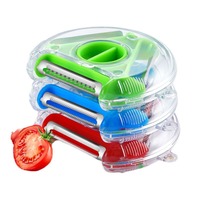 Éplucheur de légumes manuel rotatif 3 en 1 avec lame en PP et en acier inoxydable, multifonctionnel pour la préparation des aliments en cuisine
