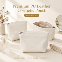 Pochette de rangement de luxe en cuir PU pour rouges à lèvres, cartes et peignes, avec fermeture éclair, logo personnalisé en relief, sac anti-poussière étanche en cuir PU avec fermeture éclair