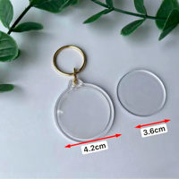 Porte-clés personnalisés en acrylique transparent, forme ronde ou rectangulaire, avec anneau doré, pour cadeau promotionnel DIY en plastique