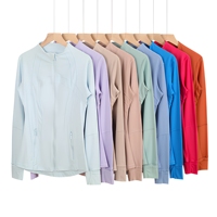 Ensembles de vêtements de sport décontractés pour femmes, veste à manches longues respirante, haut de yoga, coupe ajustée avec logo frontal, grandes tailles