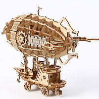 Rompecabezas 3D de Madera al por Mayor, Dirigible Steampunk, Modelo de Buque Aéreo de Fantasía para Ensamblar