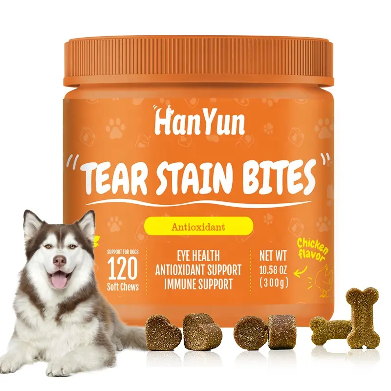 Hanyun Fabrik Private Label Pet Eye Health Supplements unterstützen normale Augen feuchtigkeit Tränen flecken Hunde ergänzung für das Auge