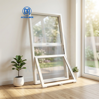 Fenêtre coulissante moderne en PVC résistante aux intempéries avec moustiquaire en fibre de verre et double vitrage, fenêtre à guillotine sur mesure pour maisons