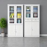 Archivador de Acero Moderno Ajustable y con Cerradura, con Puertas de Vidrio para Almacenamiento en Oficinas, Uso Comercial y Escolar, Venta al Por Mayor del Fabricante
