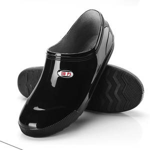 Botas de Lluvia Impermeables Antideslizantes de Goma Planas para Hombre Warrior, de Caña Baja, Negras, de PVC, Fabricación Mecánica - Product Image 4
