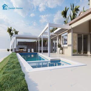 Pérgola Bioclimática Motorizada Moderna Sweet Home, Plegable y Retráctil, Estructura de Aluminio Impermeable <span class=keywords><strong>para</strong></span> Área de Piscina, Casa de Verano - Product Image 3