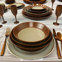 Ensemble de vaisselle pour fondue personnalisé, style vintage, en mélamine, quatre pièces, boîte en carton plastique A5