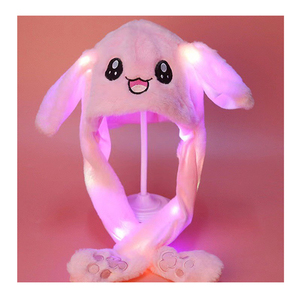 TikTok Style Funny Rabbit <strong>Hat</strong> With Airbag Ear Move Parent-<strong>child</strong> Plush Bunny <strong>Panda</strong> Pikachu Net Red Cartoon Light Light Cap