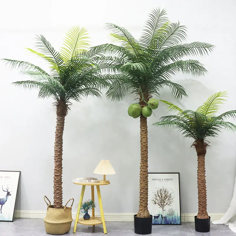 Garden Pots & Planters Artificial Coconut Trees Indoor large Green Artificial Plant Palm Tree Home Decor Accessories