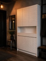Armoire de rangement haute et étroite en bois massif, style nordique, avec portes et 5 étagères, pour couloir, entrée, appartement, usage domestique