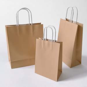 KM Fast Delivery Biodegradable & Compostable Low MOQ Kraft Paper Coffee Bags with Twisted Paper Handles - Product Image 1