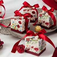 Boîtes en papier recyclables élégantes à motif floral pour biscuits de mariage, bonbons, chocolats, cosmétiques, cadeaux de voyage, fêtes, avec finition mate et réutilisables