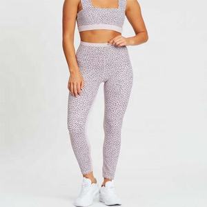 Leggings imprimés taille mi-haute pour femmes avec poches, ensemble 2 pièces en Spandex/Polyester, longueur intégrale, pour fitness, yoga, entraînement, course à pied et sport - Product Image 1