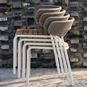 Set di Mobili da Esterno in Rattan Impermeabile con <span class=keywords><strong>Tavolo</strong></span> Quadrato o Rotondo in Metallo e <span class=keywords><strong>Sedie</strong></span> per Villa, Cortile, Balcone, <span class=keywords><strong>Giardino</strong></span> e Parco - Product Image 5