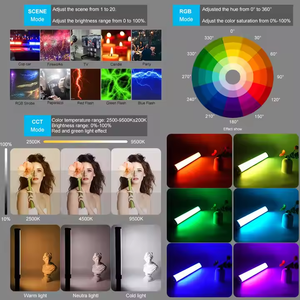 W270RGB Magnétique Rechargeable RVB Colorful Handheld LED Video Light Stick avec Baffle pour TikTok Yotube Photography Studio - Product Image 2