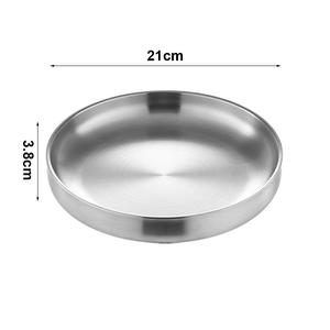 Cuenco de fideos de arroz reutilizable de acero inoxidable 304 de doble capa, 11/15/21cm, diseño antiapretón, platos de condimento de plata dorada, Metal - Product Image 6