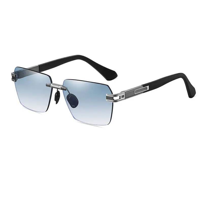 New 2024 Luxury Design Rimless Sunglasses Gradient Lens UV400 Protection Men's Frameless Glasses Fashion Metal Sun Shades