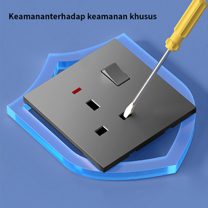 Pano.V SNI Precio de Fábrica al por Mayor Enchufe Eléctrico de Pared con Interruptor Estándar del Reino Unido Gris Interruptores de Luz de Pared y Enchufes de Pared - Product Image 3