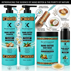 Shampooing et après-<span class=keywords><strong>shampoing</strong></span> sans parabènes anti-frisottis 900 ml au beurre de karité, soin Nano Botox pour <span class=keywords><strong>cheveux</strong></span> <span class=keywords><strong>crépus</strong></span>, bouclés et afro 4C - Product Image 3