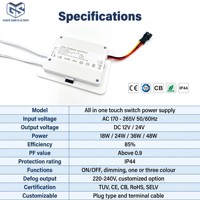 Miroir LED intelligent Guangshuo certifié TUV CE 12V avec interrupteur tactile, PF élevé, étanche IP44, capteur à touche unique intégré pour salle de bain
