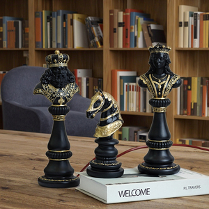 Figurines d'échecs internationales transfrontalières en résine synthétique, style européen, art déco, design nature morte, pour la maison, Roi, Reine, Cheval de guerre - Product Image 3