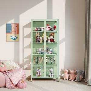 Vitrina Moderna con Puerta de Vidrio, Vitrina Metálica para Curiosidades, 5 Estantes Ajustables, Vidrio Templado <span class=keywords><strong>HD</strong></span>, Vitrina para Sala de Estar - Product Image 3