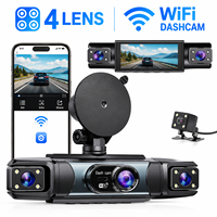 Caméra de tableau de bord de voiture 3,18 pouces IPS HD 1080P, 4 caméras, Wifi, caméra de tableau de bord avant et arrière, 4 objectifs