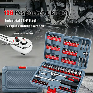 Kit d'outils multifonctionnels pour l'entretien automobile, jeu de clés à cliquet et embouts spéciaux avec étui de rangement rigide - Product Image 2