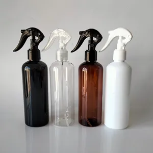 Vente en gros de flacons de pulvérisation en plastique PET clair noir ambre blanc 100ml -500ml avec mini pulvérisateur à gâchette fournisseur