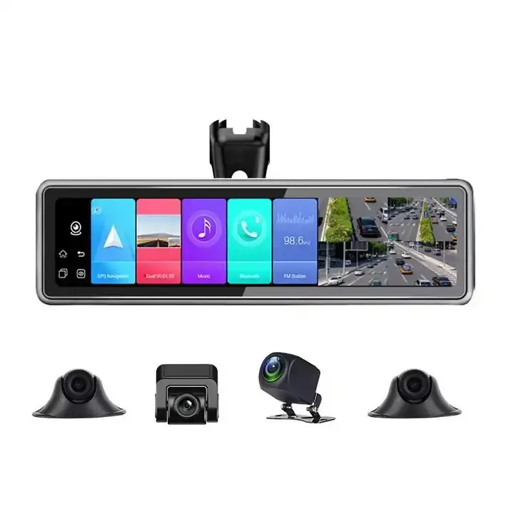 4G 4 canali Android 9.0 WiFi HD navigazione GPS sistema di telecamere per auto a 360 gradi Dash Cam con touch screen nello specchietto retrovisore