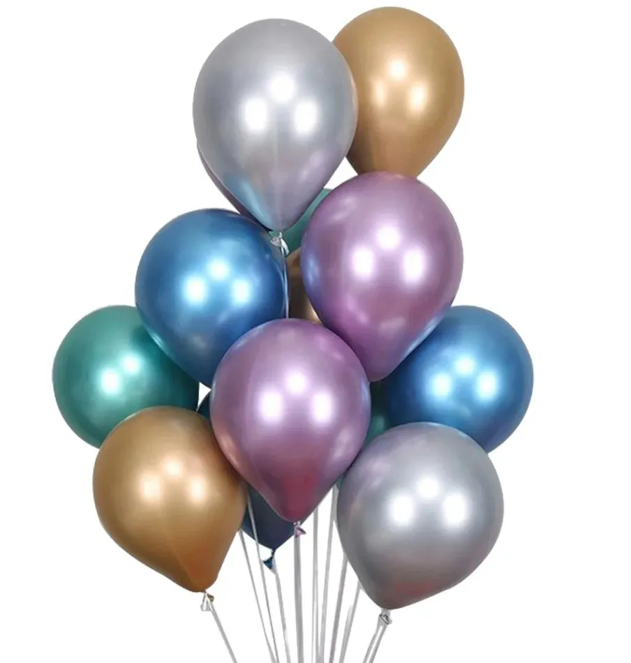 Wholesale Party Decorations Happy Birthday Metallic Silver Gold Globos Ballons Inflatable Helium Latex Chrome Balloons