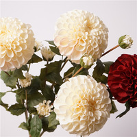 Herfstkleuren Serie Kunstbloemen 4-koppige Koraal Dahlia Spuitgieten 3D-print Bruiloft Huisdecoratie Zijden Bloem