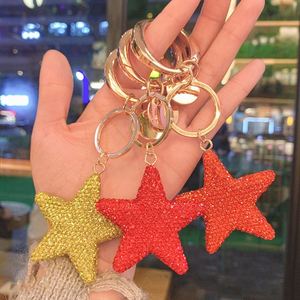 Summer Diamond Pentagram Metal <b>Key</b> <b>Chain</b> Creative Crystal Car Keychain Package Pendant Accessories Gift <b>Key</b> Ring - Product Image 1