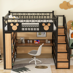<span class=keywords><strong>Lit</strong></span> mezzanine moderne pour adultes et enfants, réglable <span class=keywords><strong>en</strong></span> <span class=keywords><strong>hauteur</strong></span>, avec structure métallique, pour hôtel et chambre à coucher - Product Image 1