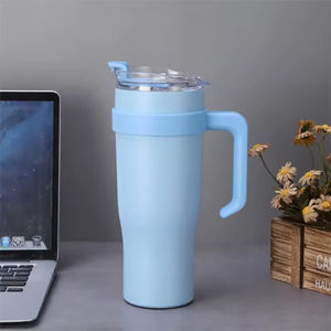 แก้วน้ำสแตนเลสเก็บความเย็นขนาดใหญ่ 40 ออนซ์ พร้อมหูจับและหลอด ใช้ในรถยนต์ พกพาสะดวก ของขวัญทางธุรกิจ เก็บความเย็นได้นาน 12-24 ชั่วโมง - Product Image 2