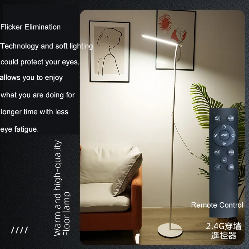 Lâmpada de piso led com 4 cores, luminária regulável, sem pressão, controle remoto e toque, ajustável, tipo pescoço de cisne, para escritório