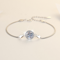Bracelets de mariage minimalistes en argent sterling S925 certifié GRA avec moissanite 1 carat VVS1 et chaîne maille forçat pour femme