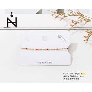 Stainless Steel <b>Beaded</b> Bracelet Gold Plated <b>Red</b> <b>Beads</b> Unisex Fashion Jewelry Gift - Product Image 4