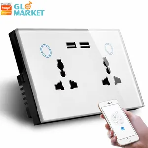 Glomarket Tuya Smart Home WiFi Switch Universal Wall Double Socket Current Monitoring USB Charger Socket