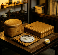 Boîte à thé Pu'er en bambou tressé faite à la main, écologique, portable, avec support suspendu, design moderne, boîte-cadeau artisanale pour la maison